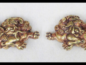 獅子牡丹図　割短冊銘　大森・英秀（花押）　上工　特別保存刀装具鑑定書付き